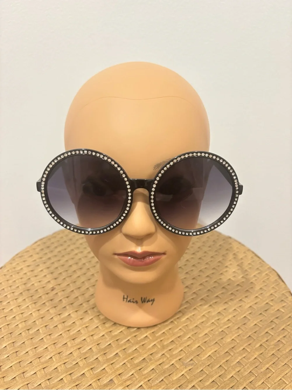 NY Sunglasses Black Round Rhinestone